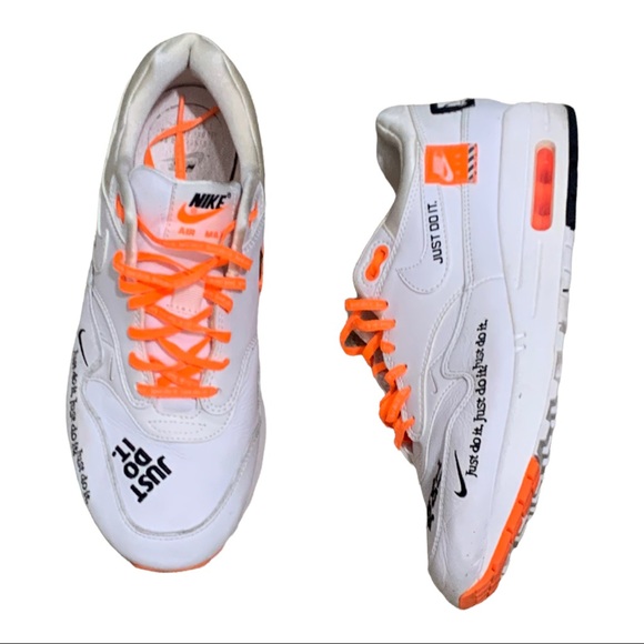 Nike | Shoes | Nike Air Max Just Do It 218 White Neon Orange Womens Sz 9 Us  | Poshmark